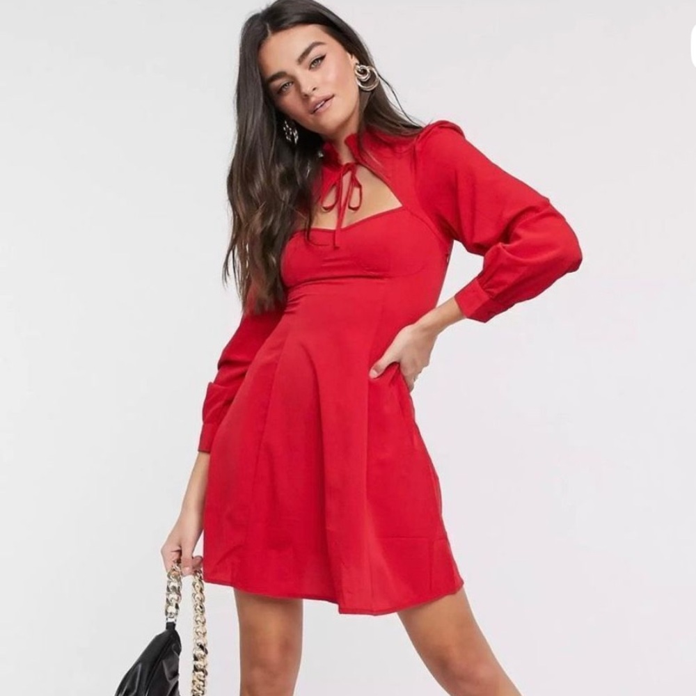 ASOS Design high neck sweetheart cut out dress 0